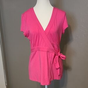 Lilly Pultizer Pink Wrap Top EUC Size Medium